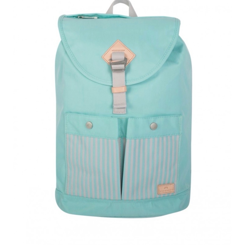 Aqua Backpack with Striped Pockets